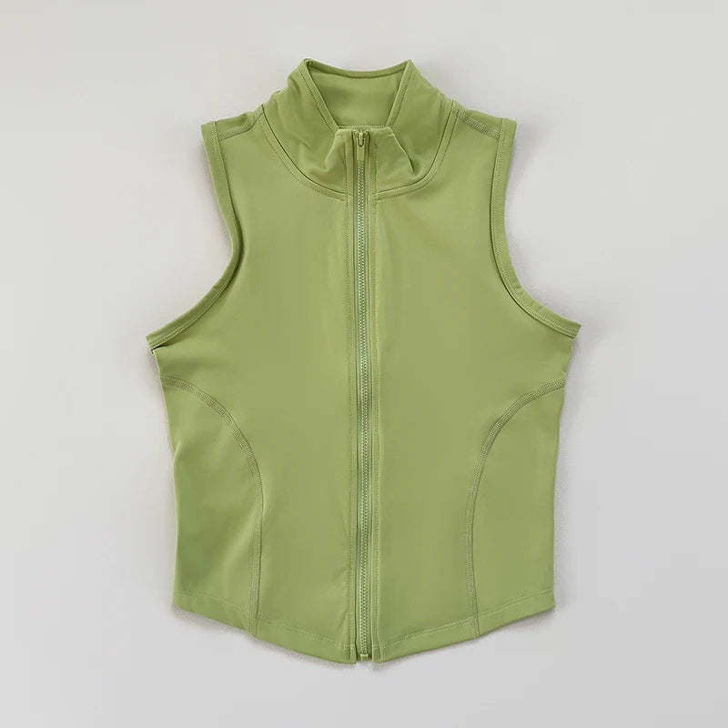 Slim-fit Sporttop met Rits en Opstaande Kraag