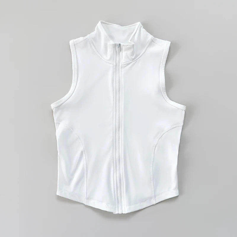 Slim-fit Sporttop met Rits en Opstaande Kraag