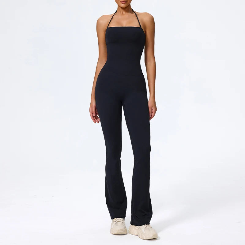 Flared Sport Jumpsuit met Halterneck