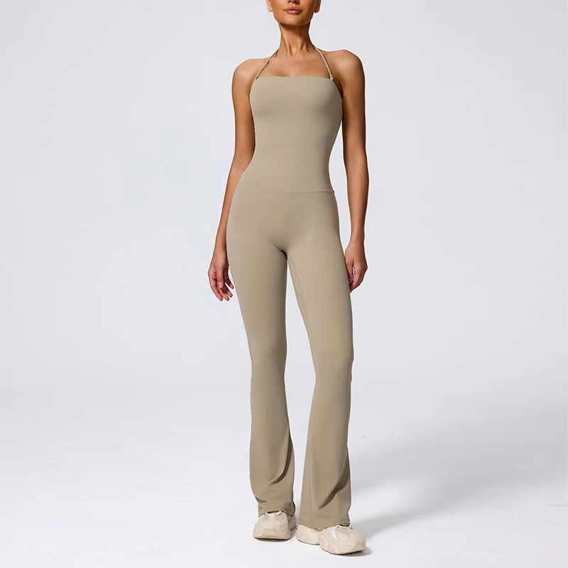 Flared Sport Jumpsuit met Halterneck