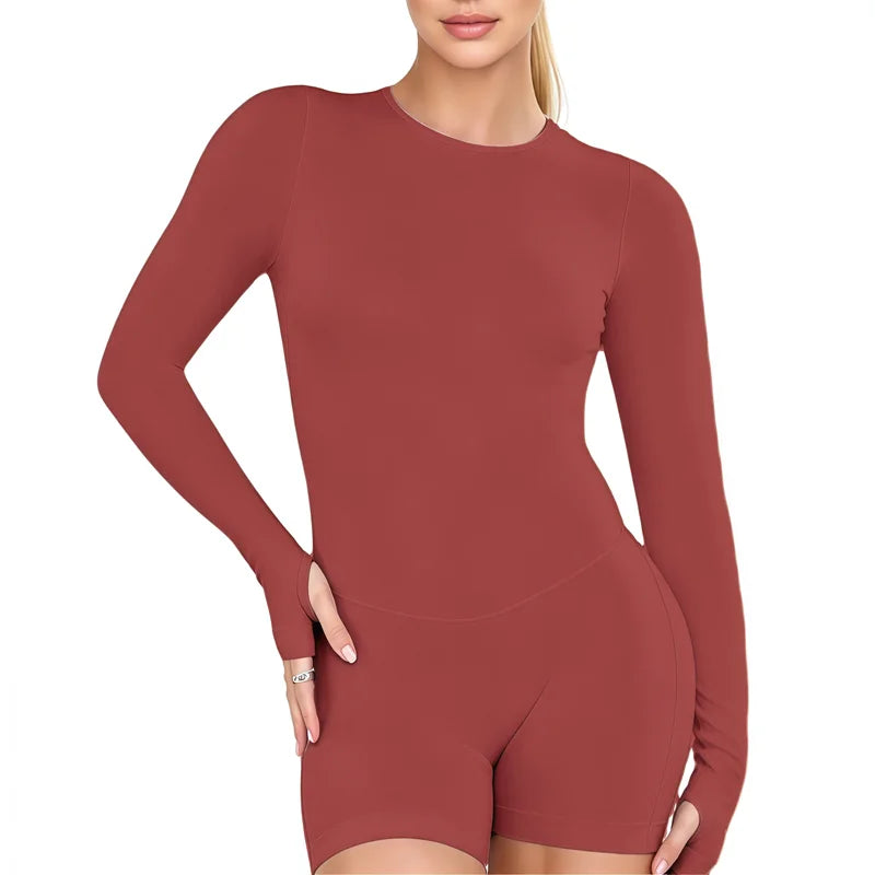 Shaping Sport Jumpsuit met Open Rug en Lange Mouwen
