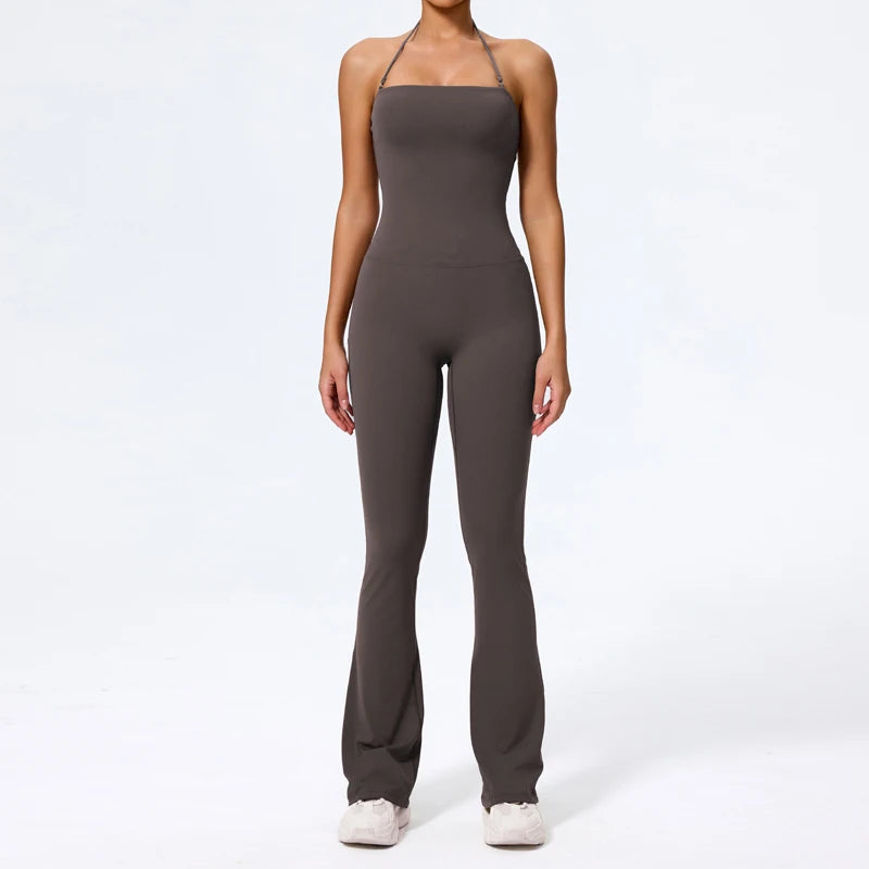 Flared Sport Jumpsuit met Halterneck