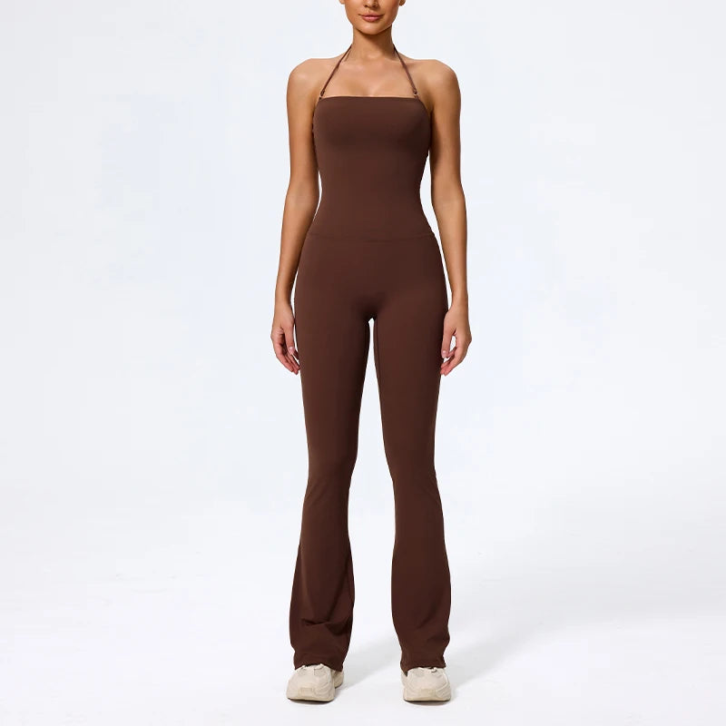 Flared Sport Jumpsuit met Halterneck