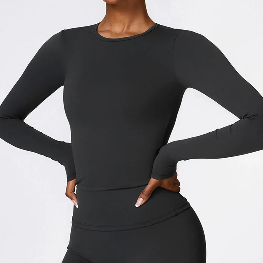 Cropped Sporttop met Lange Mouwen