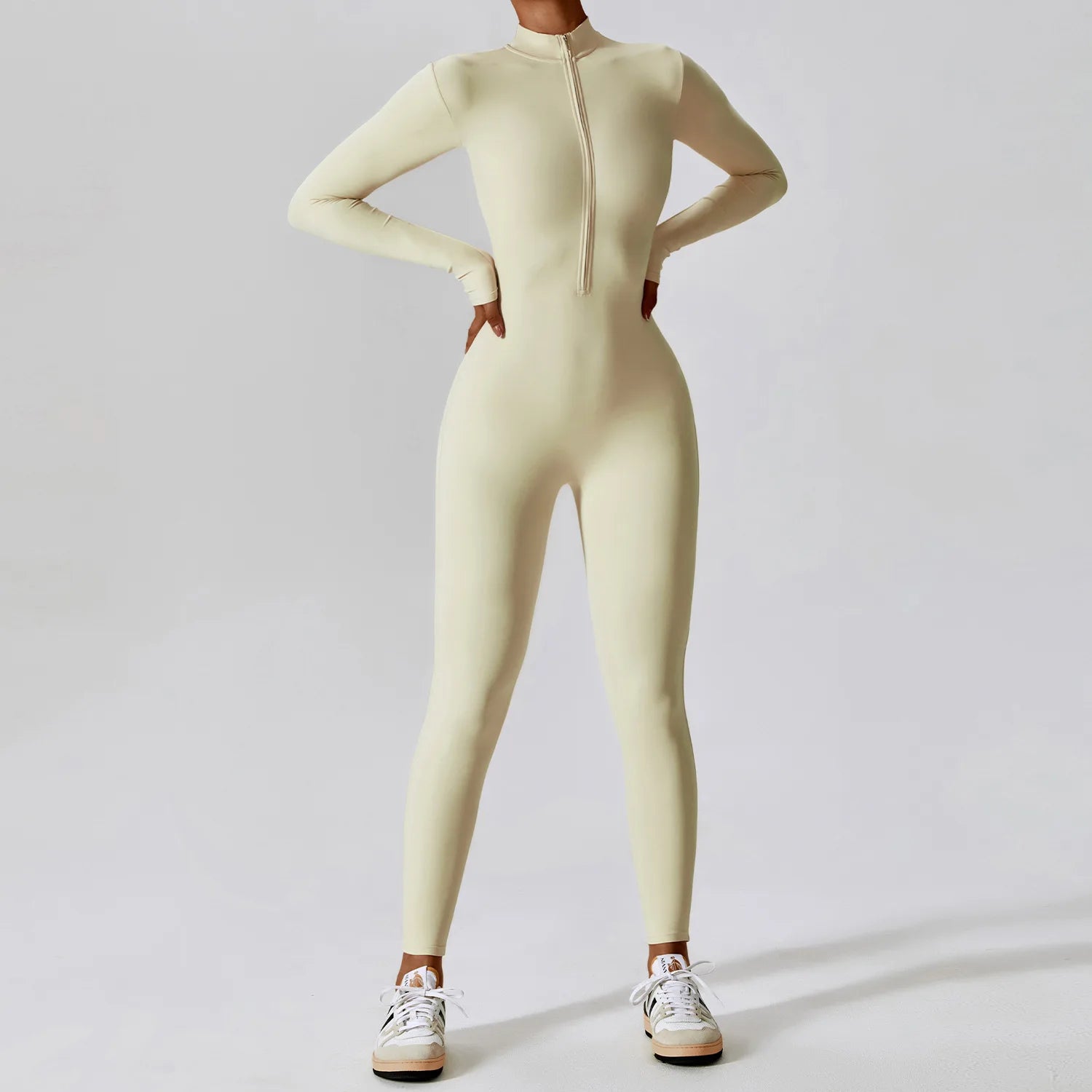 Performance Sport Jumpsuit met Rits en Lange Mouwen