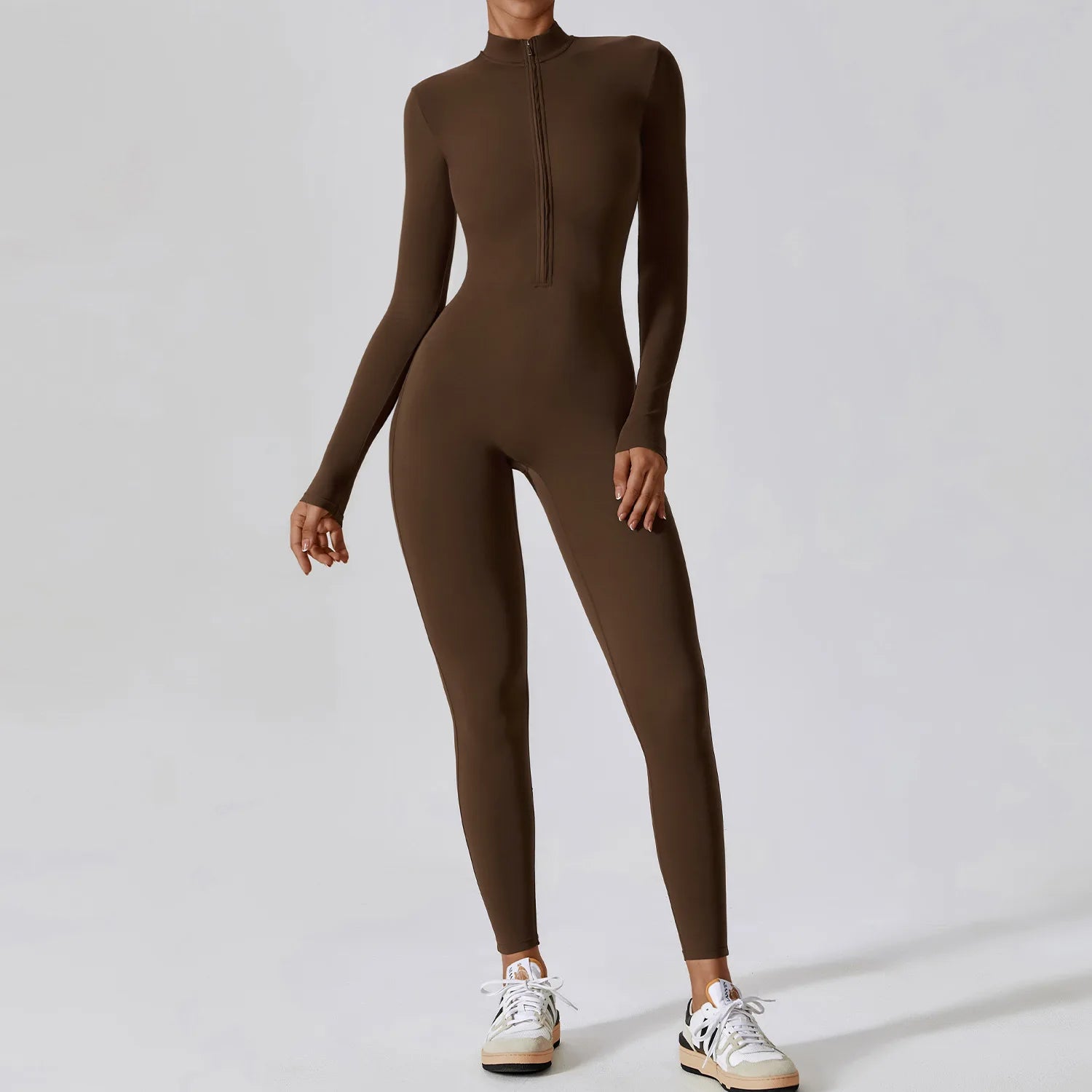 Performance Sport Jumpsuit met Rits en Lange Mouwen