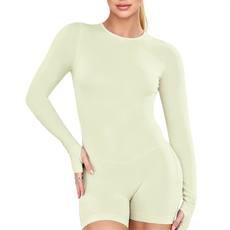 Shaping Sport Jumpsuit met Open Rug en Lange Mouwen