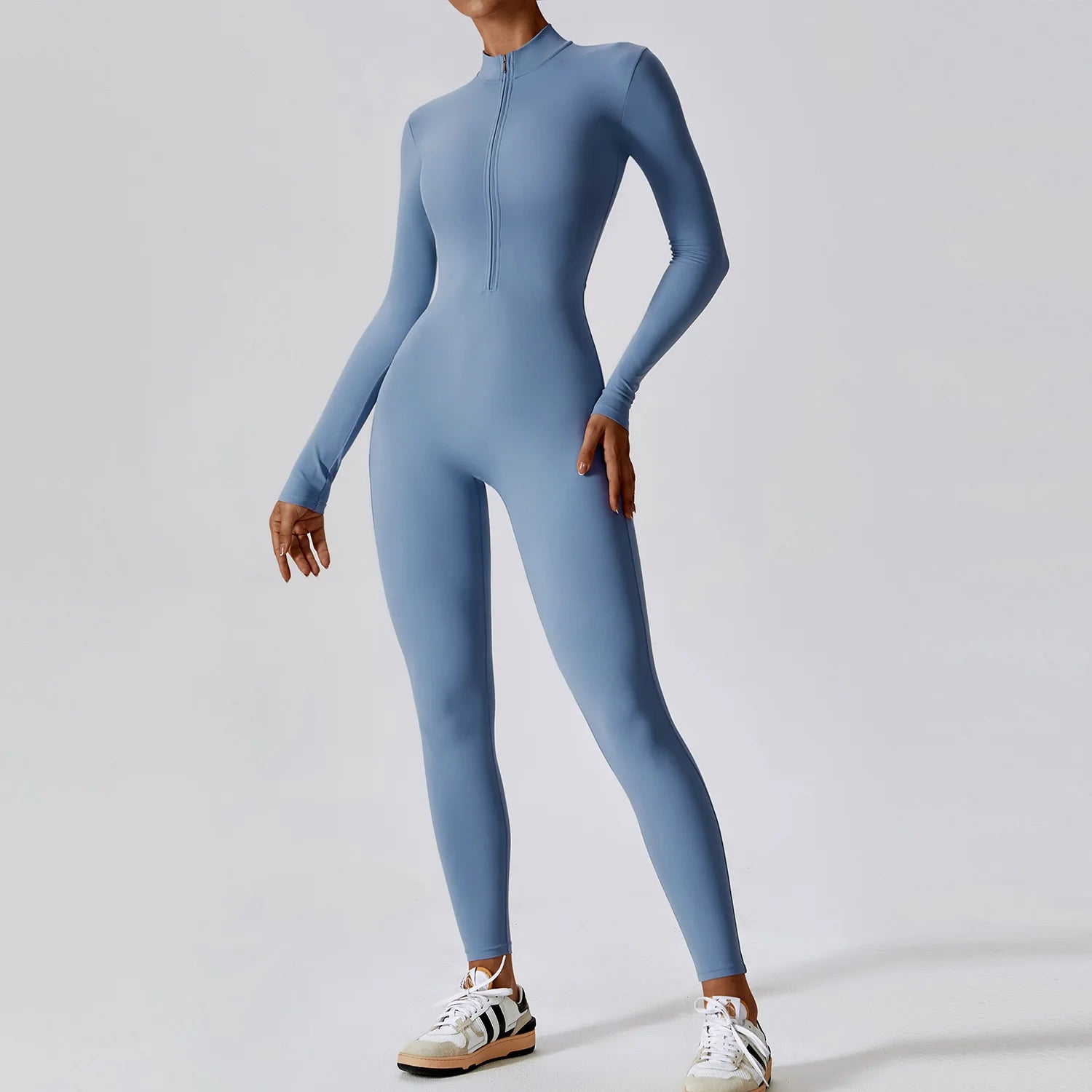 Performance Sport Jumpsuit met Rits en Lange Mouwen