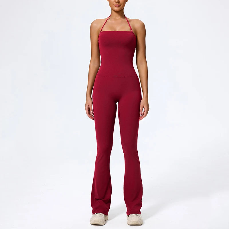 Flared Sport Jumpsuit met Halterneck