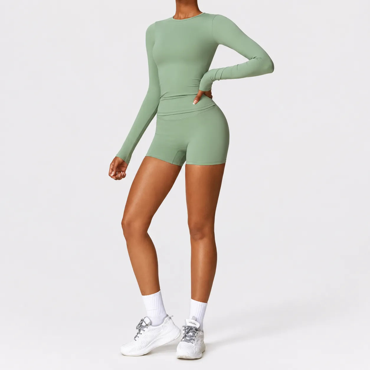 Cropped Sporttop met Lange Mouwen