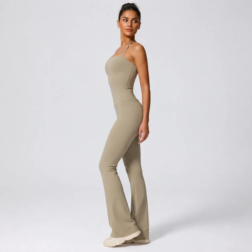 Flared Sport Jumpsuit met Halterneck