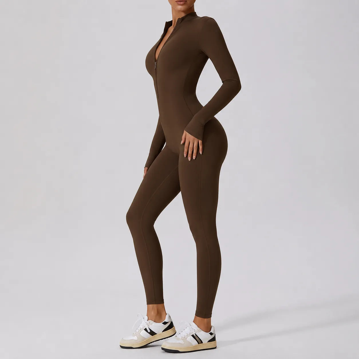 Performance Sport Jumpsuit met Rits en Lange Mouwen