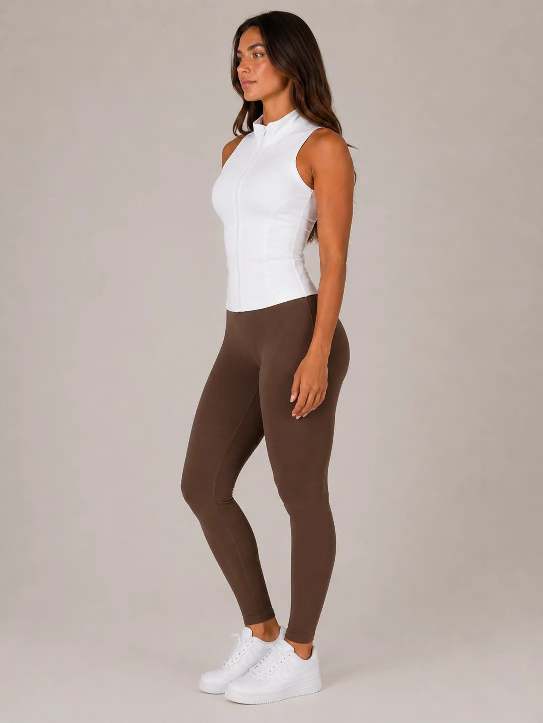 Slim-fit Sporttop met Rits en Opstaande Kraag