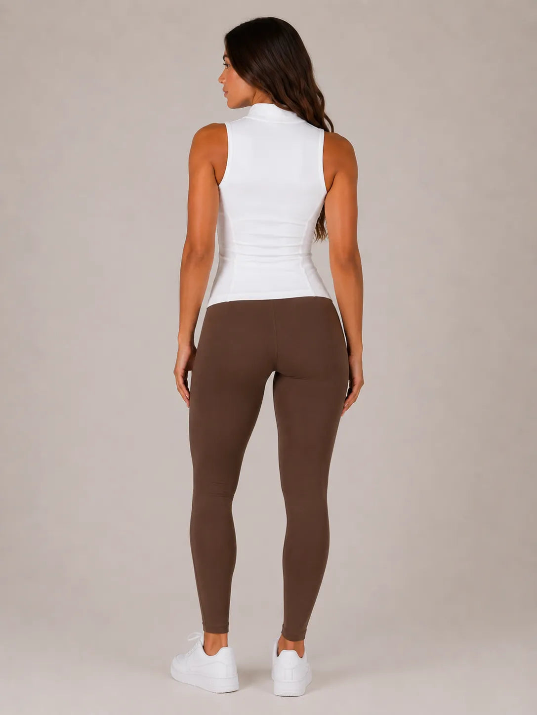 Slim-fit Sporttop met Rits en Opstaande Kraag